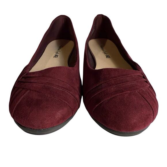 AE American Eagle Womens Shoes Port Red Wine Ballet Flats Size 9 Pleated Detail - Picture 2 of 12